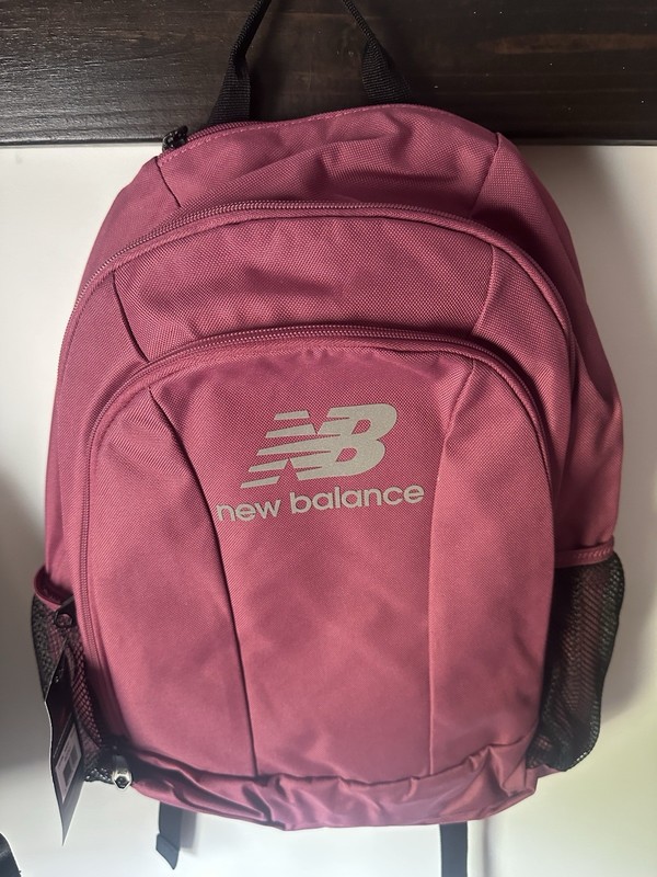 New Balance Pink Solid Backpack Zip Closure Logo Adjustable Straps Pockets