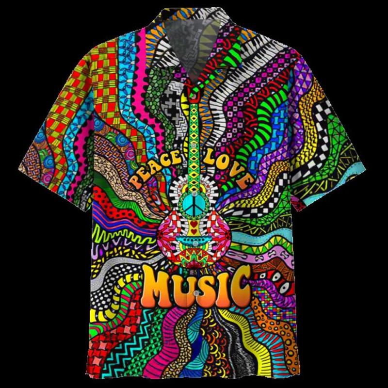 Hippie Peace Love Music Hawaiian Shirt