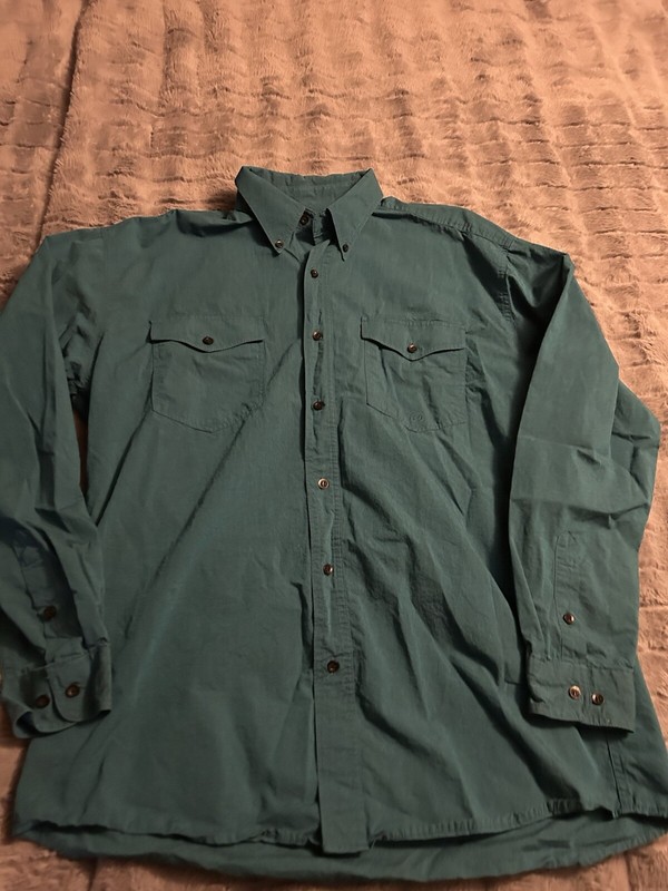 Roper Sport Mens Large Button Up Western Shirt Long Sleeve Turquoise Cowboy
