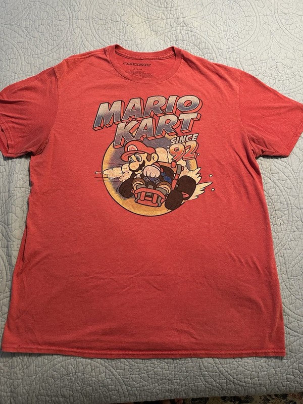 Mario Kart Since 92 Graphic T-Shirt Mens L Red Nintendo Racing Mario Tee