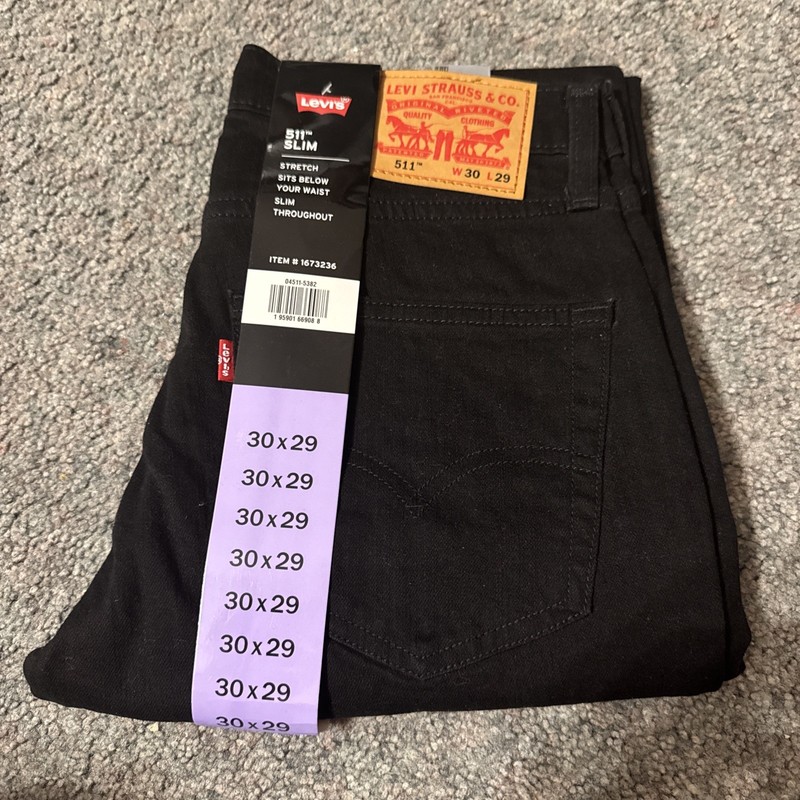 LEVIS Men’s 511 Slim Stretch Cotton 5 Pocket Denim Jeans Size 30X29 BLACK
