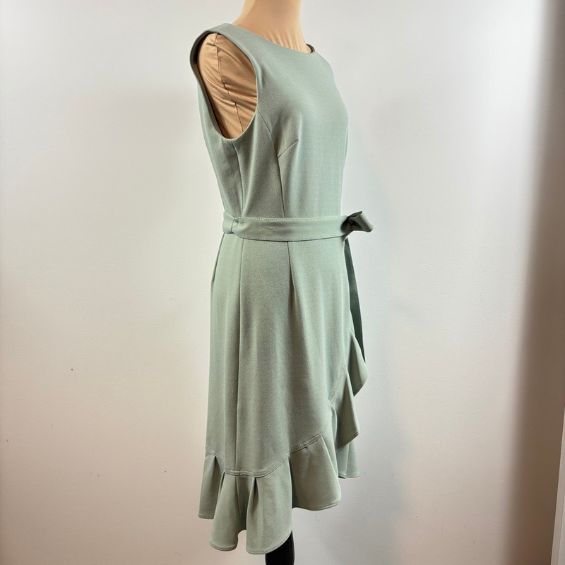 Calvin Klein Ruffle Hem Sleeveless Fitted Sheath Dress Women's size 8 Belted gallery