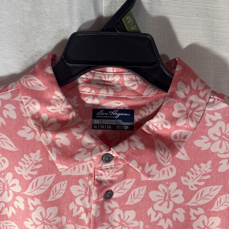 Ben Hogan Performance Golf Shirt Peach Polo Size X-Large 40/42 UPF 15 NWT gallery