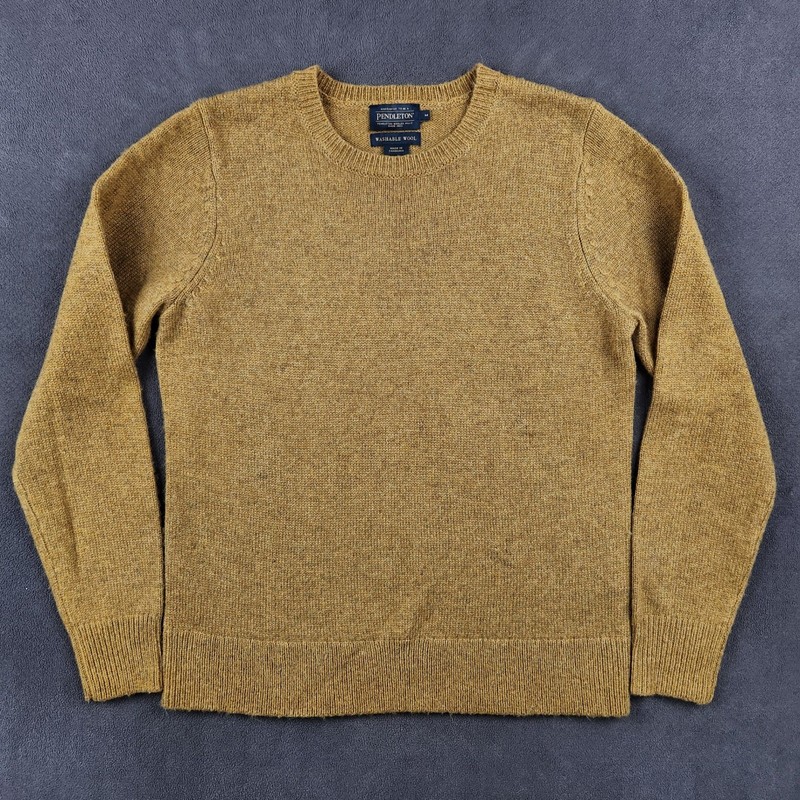 Pendleton Shetland Washable Wool Crewneck Sweater Womens Medium Amber Heather