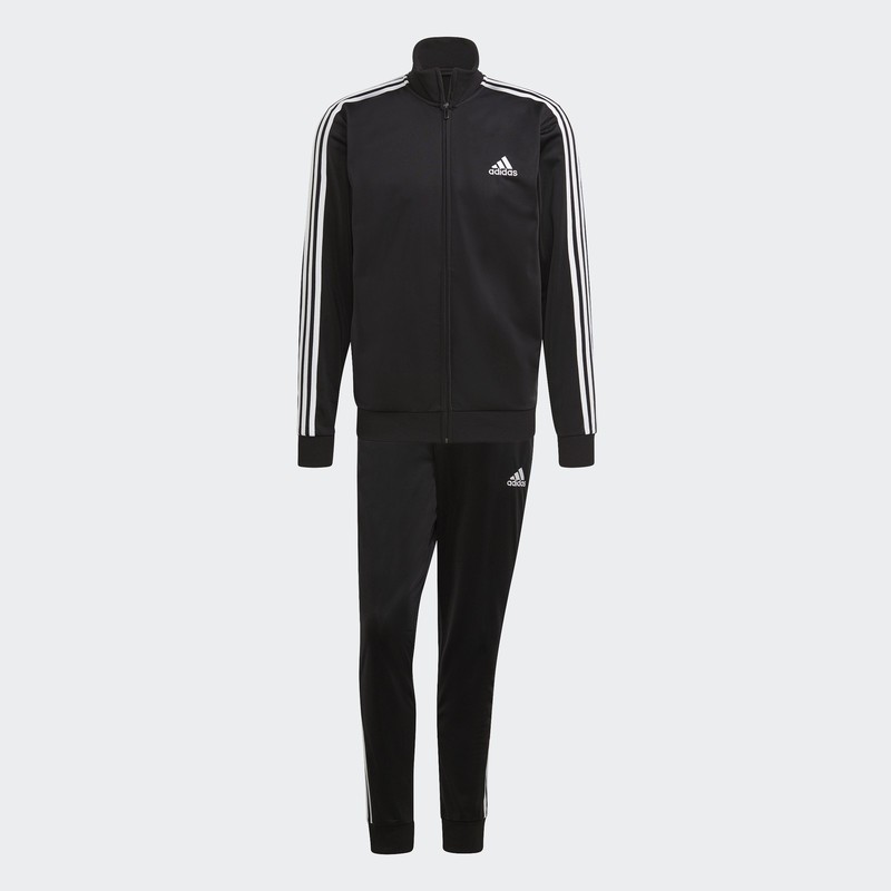 adidas men Essentials 3-Stripes Track Suit Black Set Top Bottom GK9651 Sz M