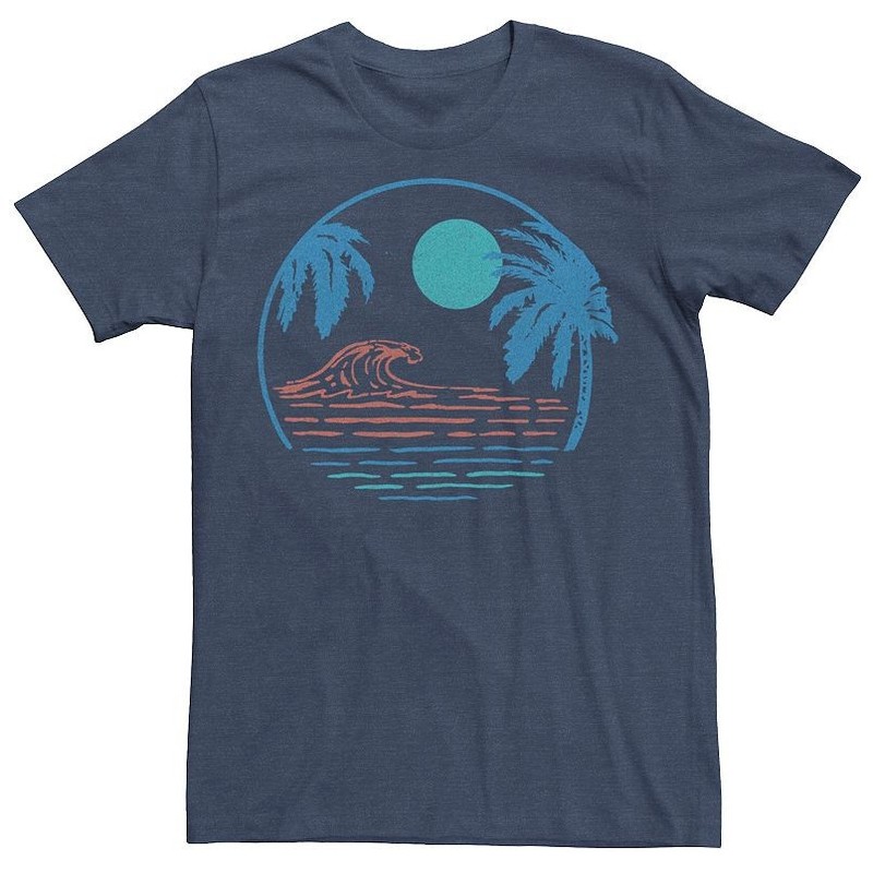 Men’s Beach Palm Trees Wave Circle Graphic Tee