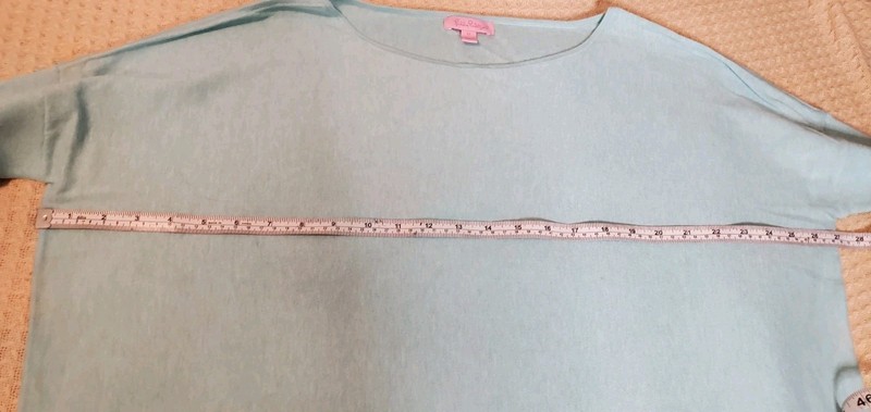 Lilly Pulitzer Elba Sweater Tunic Seasalt/Lagoon Blue SZ M 3/4 sleeve gallery