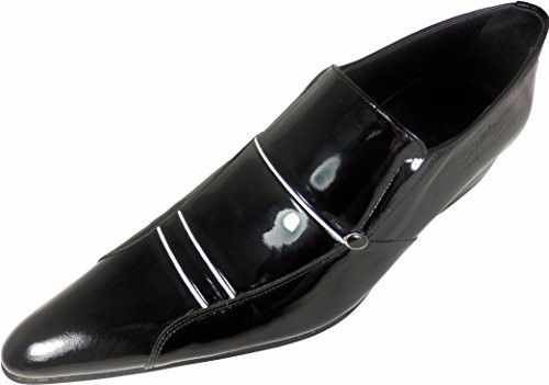 Chelsy Italian designer business slip on white stripes handmade black
