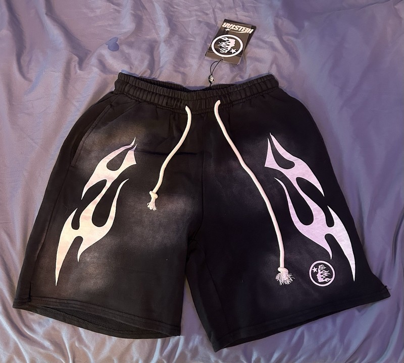 Path To Paradise Style Black Charcoal Wash Flame Sweat Shorts Men’s Small 7″