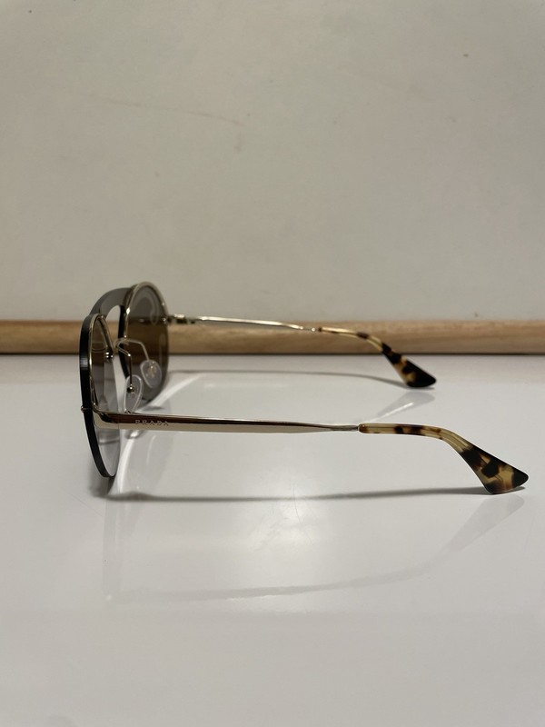 Authentic PRADA Sunglasses- 65TS Pale Gold Frame Silver Mirror Lens gallery