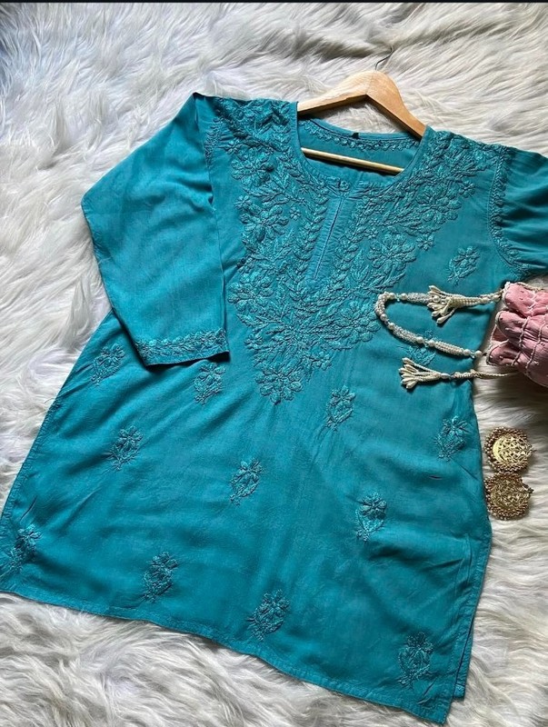 Chikankari Handwork Embroided Short Premium Kurtis gallery