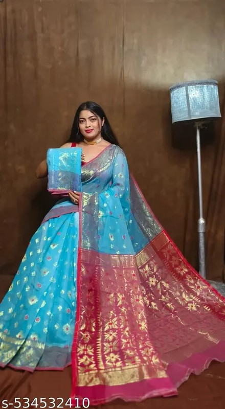 Women’s Cotton Silk Saree With Running Blouse
