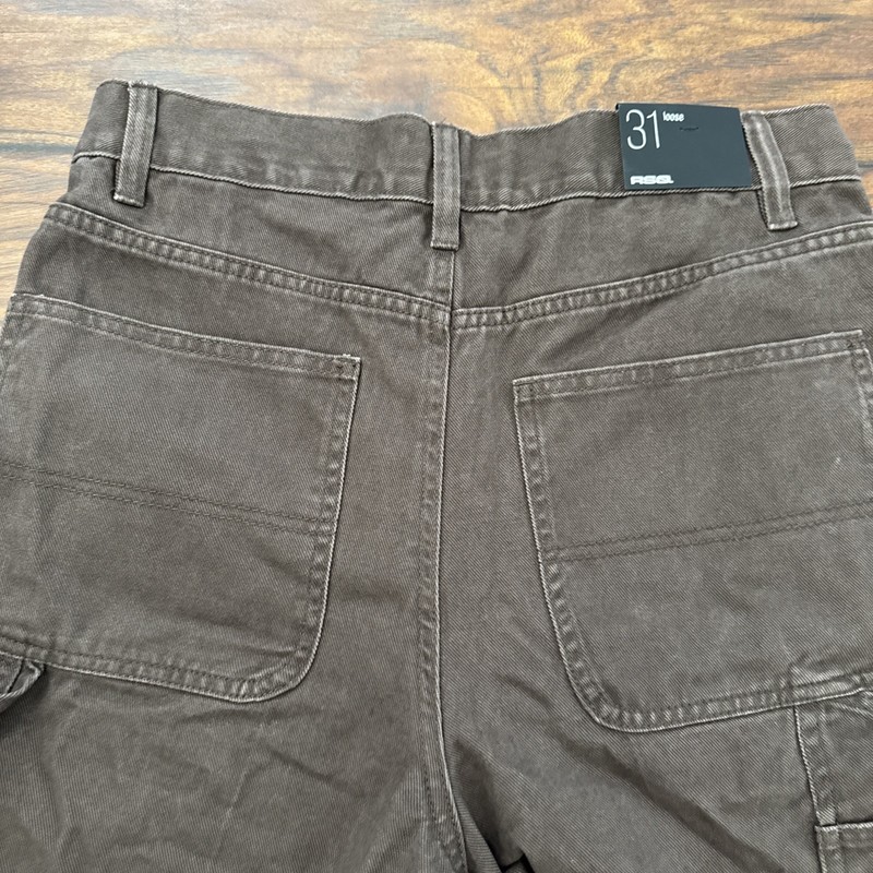 RSQ Brown Carpenter Shorts Size 31 Loose Skater Utility 100% Cotton gallery