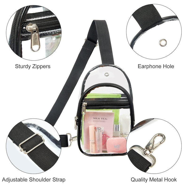 Clear Sling Bag Stadium Approved, Clear Chest Backpack, Crossbody Chest Bag f... gallery