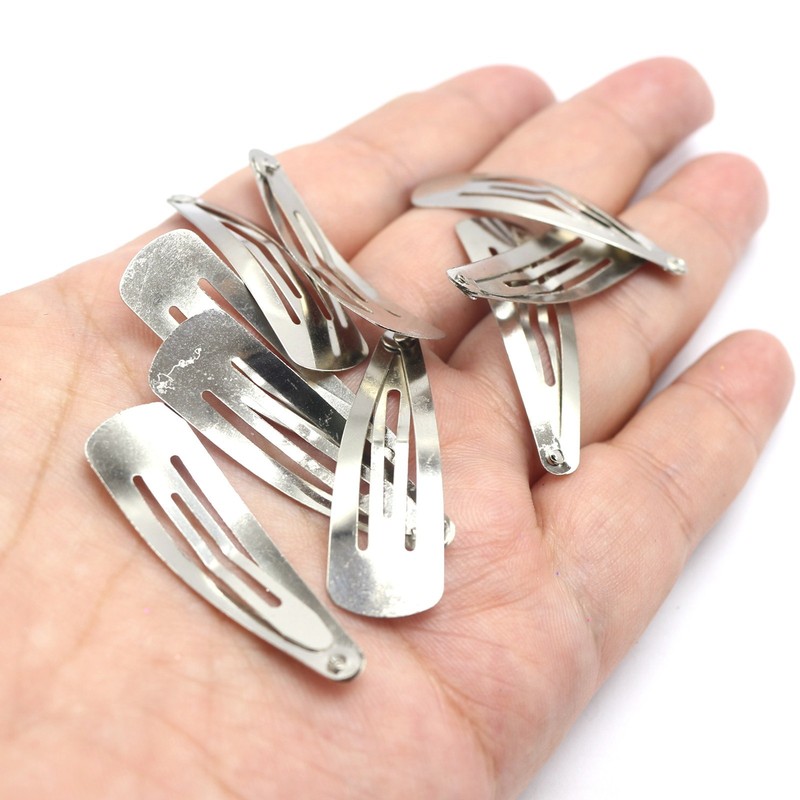 50Pcs Silver Snap Hair Clips – 38mm (1.5″) Baby Bow Clips for Girls