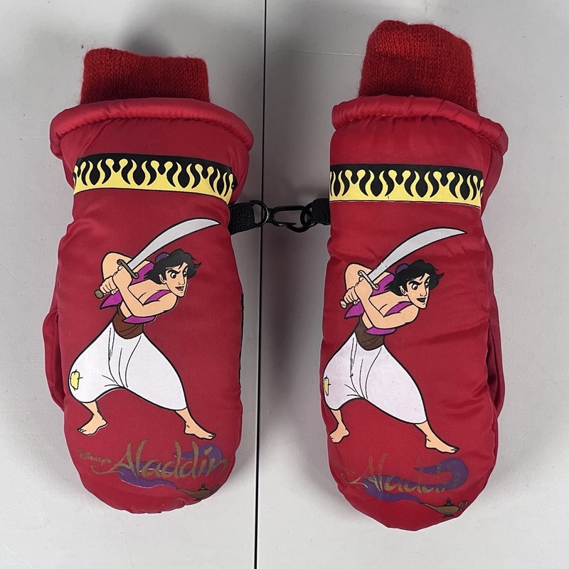 Vintage Disney Aladdin Red Gloves Mittens Winter Kids