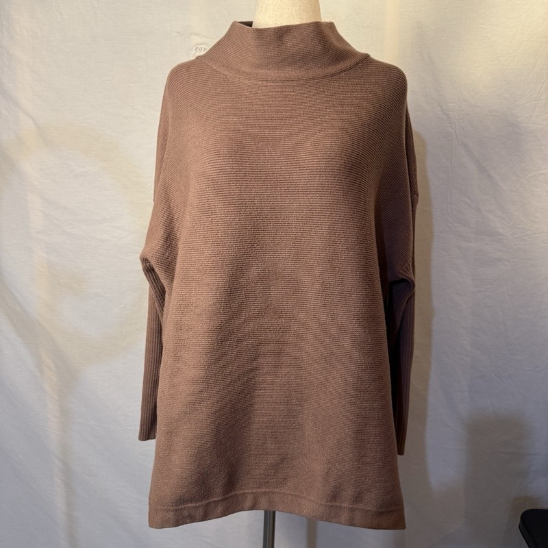 EFAN Women’s L Oversized Mock Turtleneck Long Sleeve Sweater Mauve