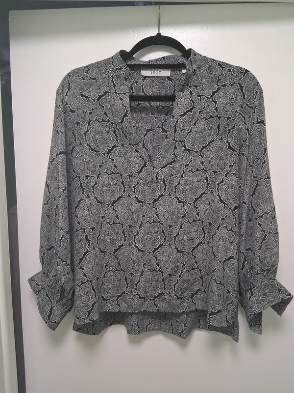 Joie Blouse Black And White Paisley Pattern