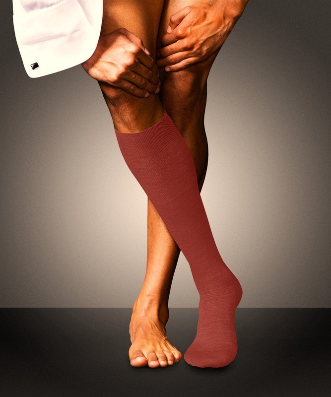 Falke Rust Red No 6 Wool & Silk Knee Length Socks Size 8.5-9.5 EU 43-44 £55