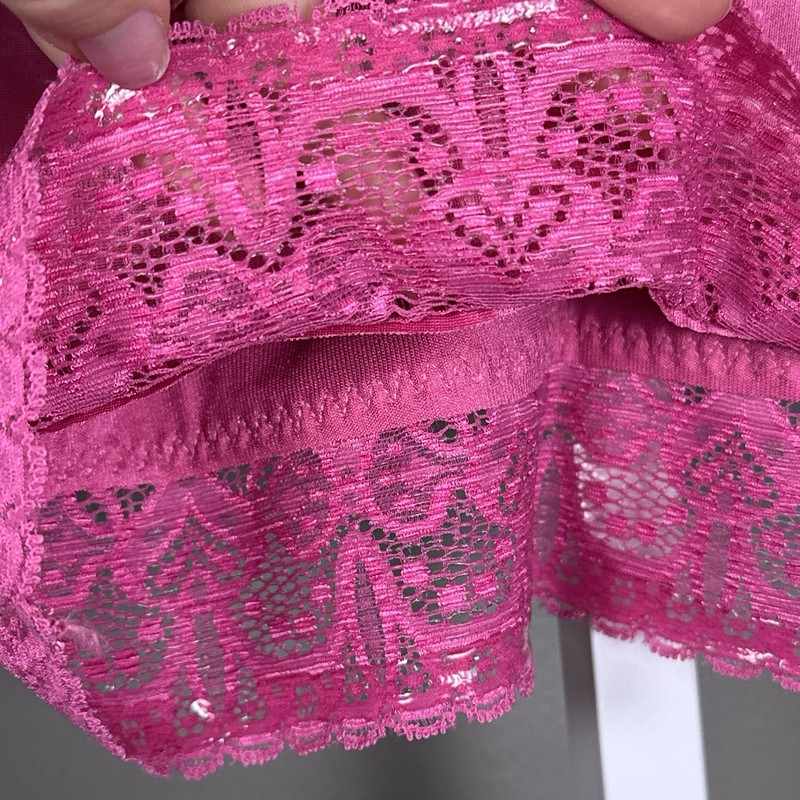 Ruby Ribbon Demiette Bra 32 Pink Satin Lace Longline Bralette NWOT Style 3033 gallery