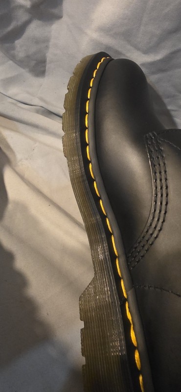 Dr Martens 1490 Smooth Leather Mid Calf Boots Black Women Size 9 Men 8 Preowned gallery