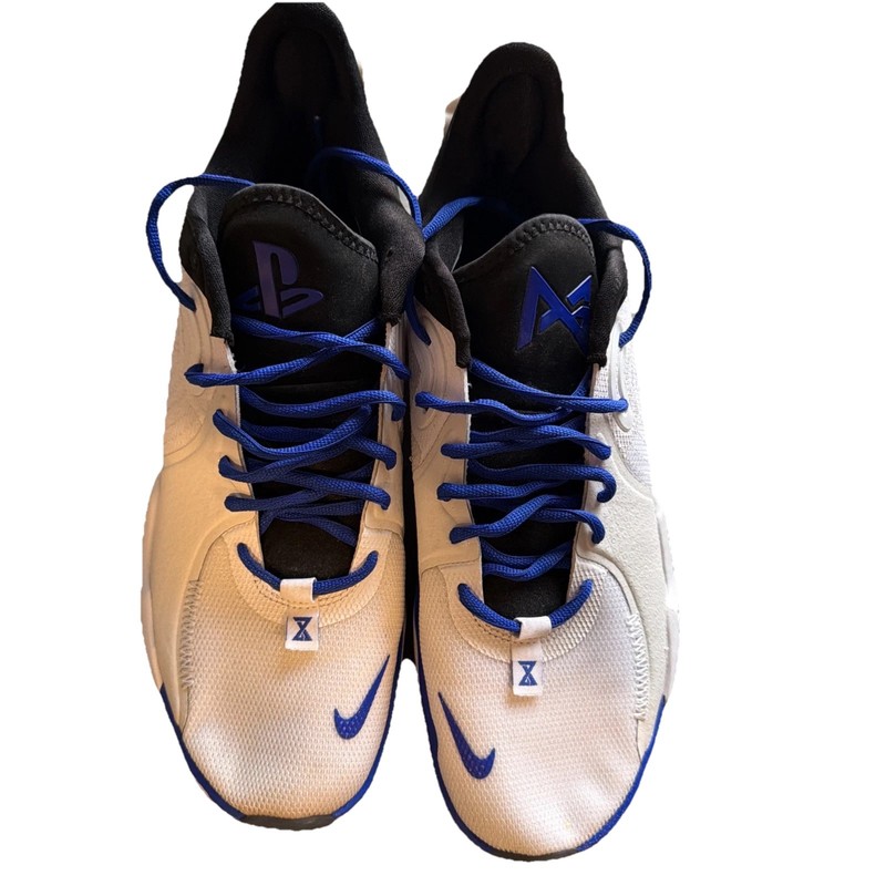 Nike PG 5 PS PlayStation Shoes White/Black/Blue, Size 11, Men’s CW3144-100