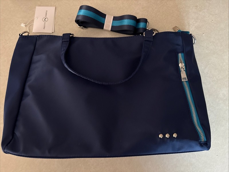 Pretty Simple Tote With Short Straps And Guitar Straps Included In Navy Blue ￼