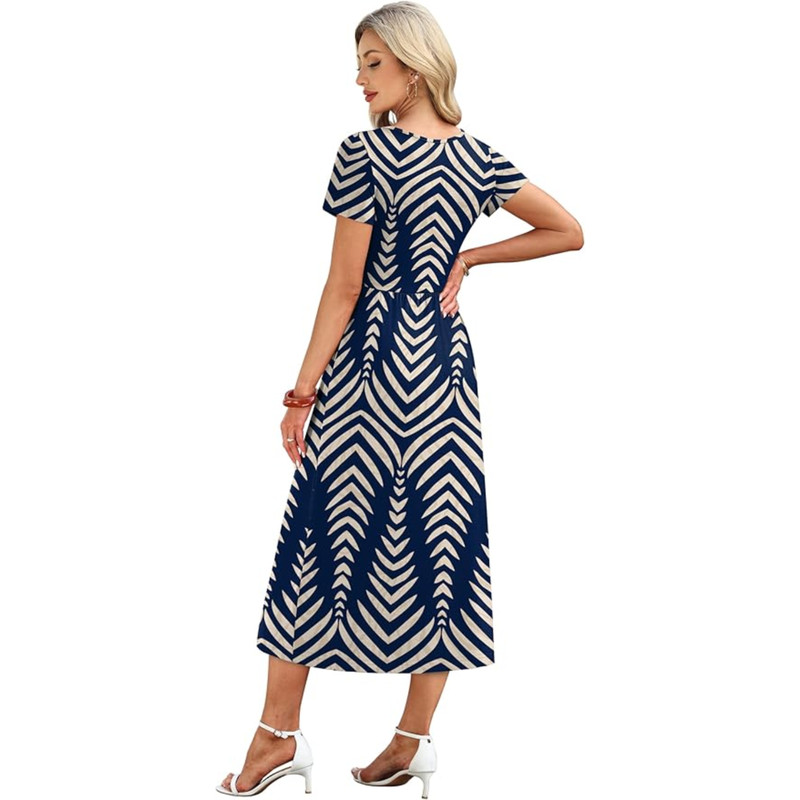 Womens Summer Flowy A-Line Midi Dress Casual Beach Sundress w/ Pockets gallery