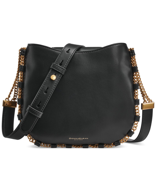 $248 Donna Karan New York Batiste Leather Triple Compartment Crossbody Black