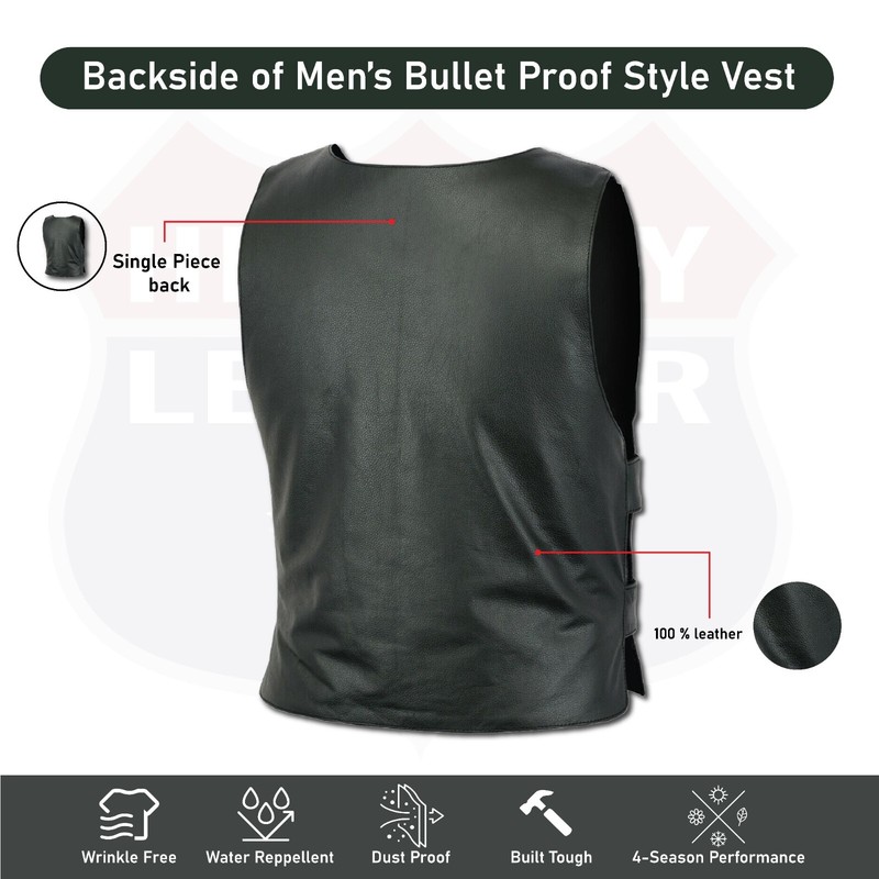 Men Bullet Proof style Leather Motorcycle Vest for bikers Tactical waistcoat gallery
