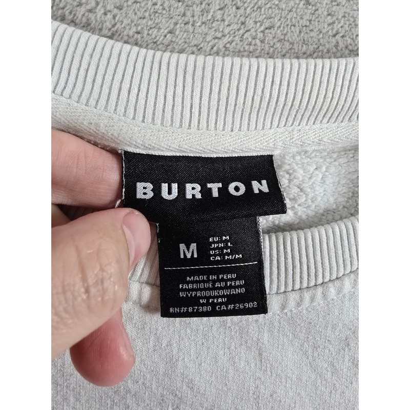 Burton Sweatshirt Mens Medium White Flower Earth Embroidered Crewneck Pullover gallery