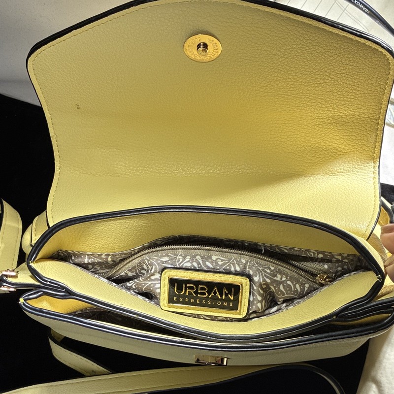 Urban Expressions Yellow Pebbled Small Crossbody Bag, Gold Hardware, Magnetic gallery