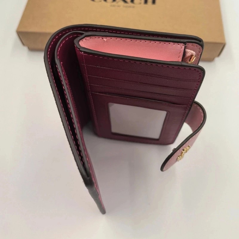 New Coach Medium Corner Zip Wallet In Signature Canvas Pink CW786 With Box gallery