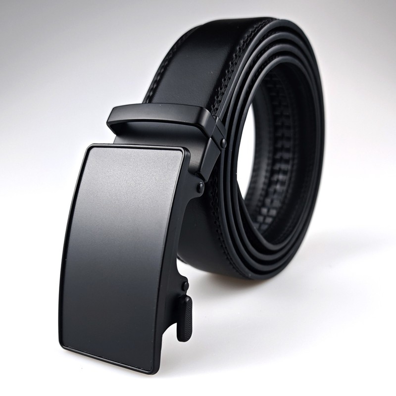 28″-50″ Men’s Leather Ratchet Dress Belts Automatic Buckle Click Sliding Belt
