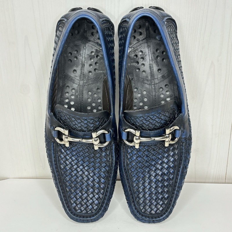 Ferragamo Parigi Dark Blue Gancini Bit Leather Driver/Loafer, 11D, No Insoles gallery