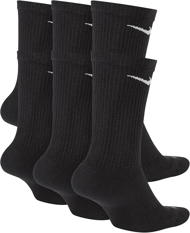 Nike Everyday Plus Cushion Drifit UNISEX Crew Socks, Size LARGE - Black - 6 Pair gallery