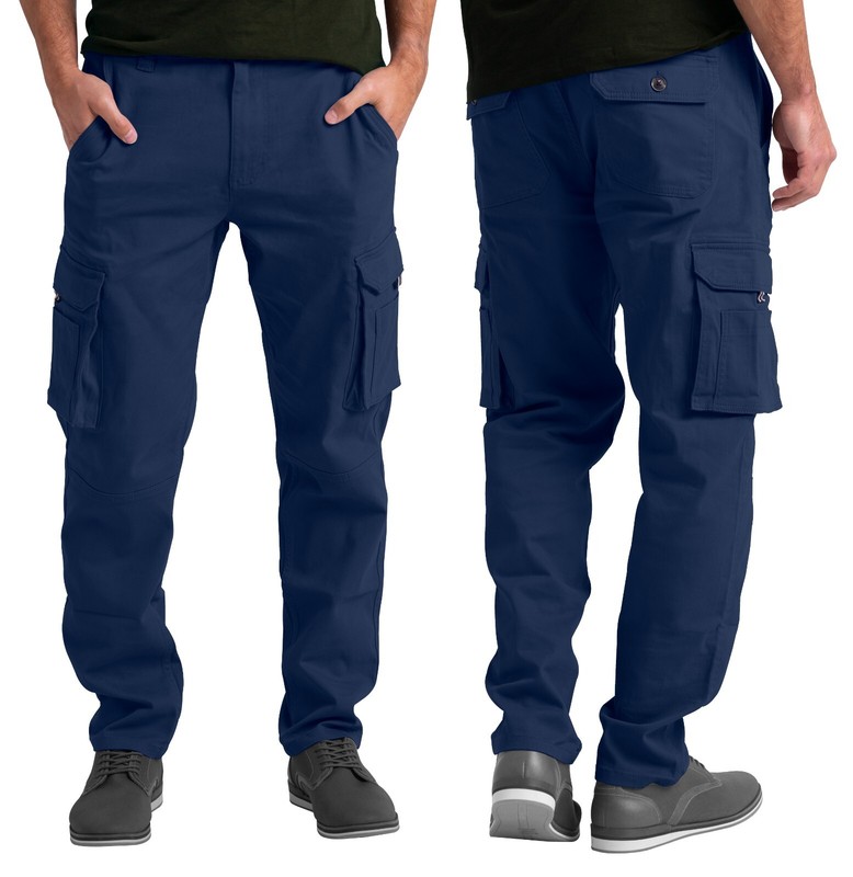 Mens Cargo Stretch Pants Classic Fit Straight Leg Outdoor Work Regular Fit Pants gallery