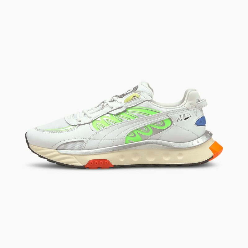 Puma Men's WILD RIDER TECHNO Running Shoes White/Green 381596-03 g gallery