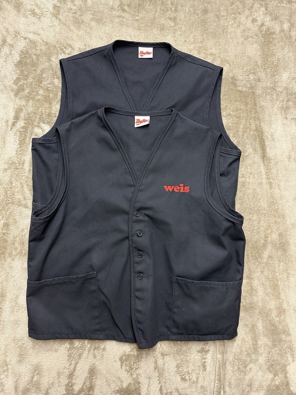 Weis Employee Staff Vest Cashier Checkout Button Up Unisex Black Large lot of 2