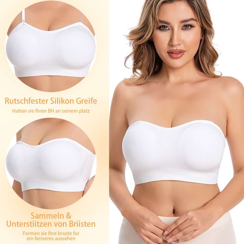 Women Padded Tube Top Bra Seamless Bandeau Strapless Bralette Stretch Intimates gallery