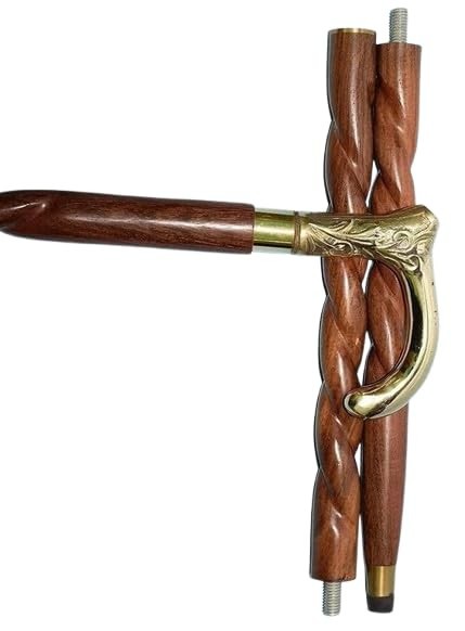Vintage Wooden Walking Stick Handmade Antique Style Solid Cane Christmas Gift