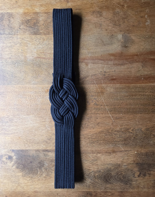 Women’s Black Wide Stretch Elastic Waist Belt Adjustable Knot Accent Size L