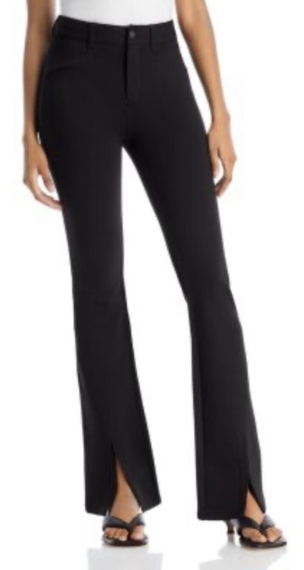 PAIGE Winona Slit Hem High Rise Flare Pants 24 Black Zip Fly Button Closure