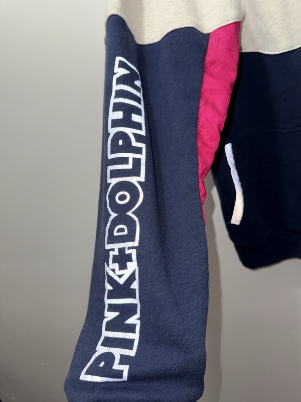 Pink Dolphin HoodieXL Color Block Gray Navy Magenta Reflective Zip Up Streetwear gallery
