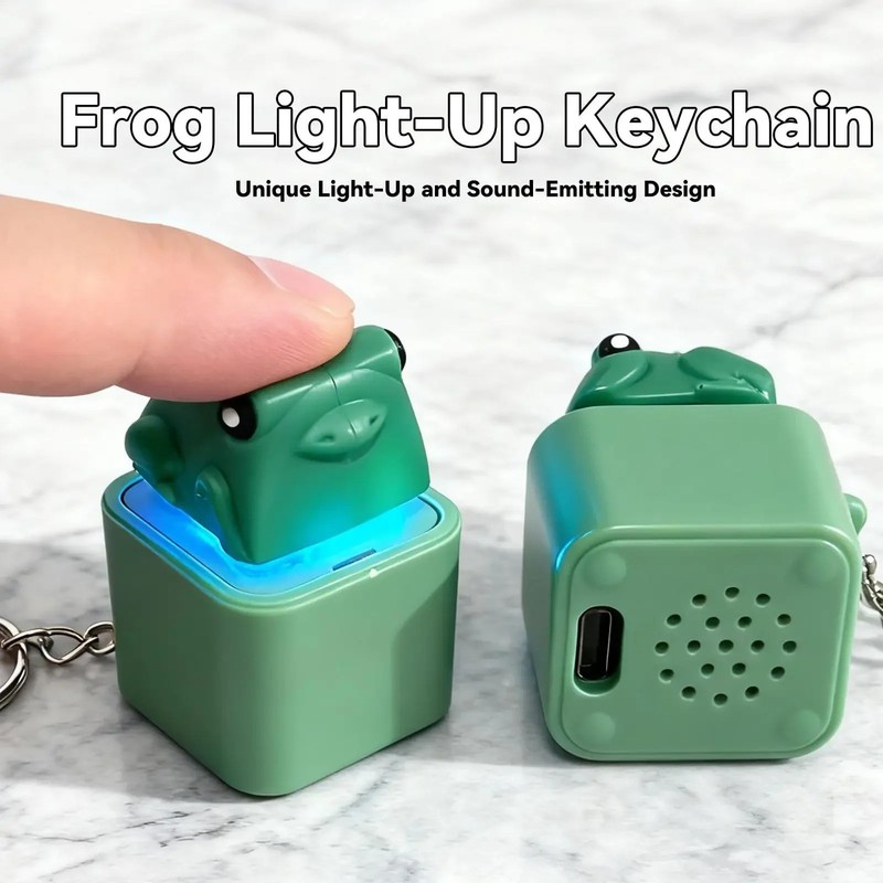 Frog Knocking Toy Frog Keyboard Keychain Decor Emit Light And Sound Pendant TL gallery