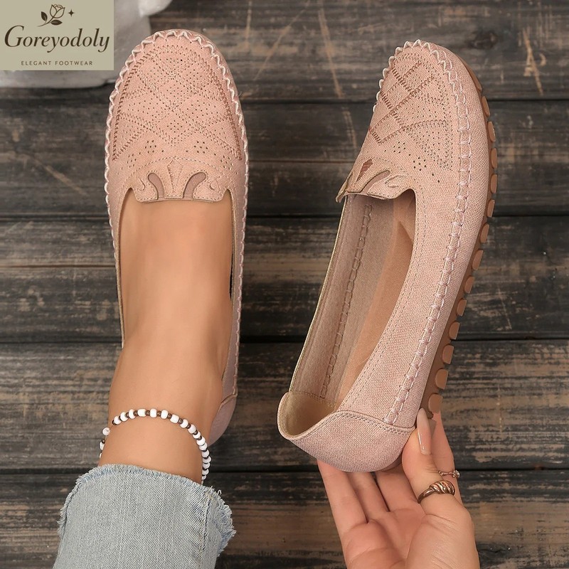 Women's Wide Fit Loafers Slip On Breathable Perforated Comfort Flat Shoes gallery