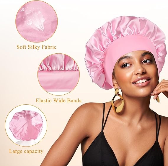 Satin Bonnet Silk Hair Bonnet Adjustable Bonne for Sleeping with Tie Band LOT gallery