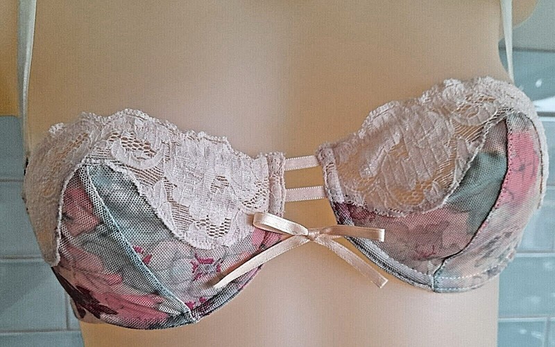 Valentino Intimate Multi Floral Print and Peach Lace U/W Balconette Bra gallery