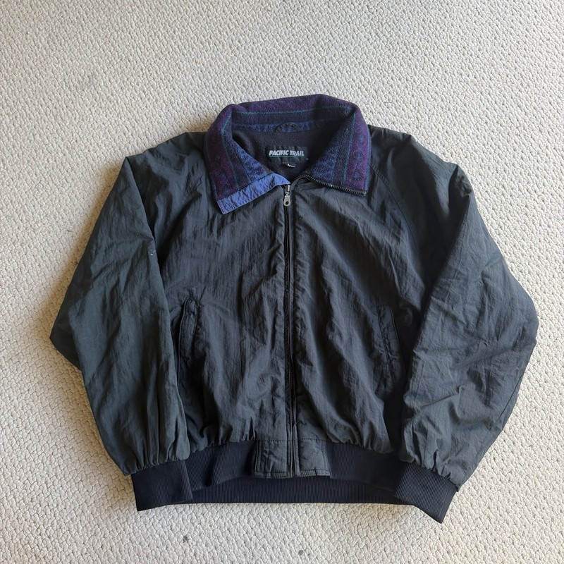 Vintage Pacific Trail Aztec Fleece Collar Zip Up Jacket Men’s Large