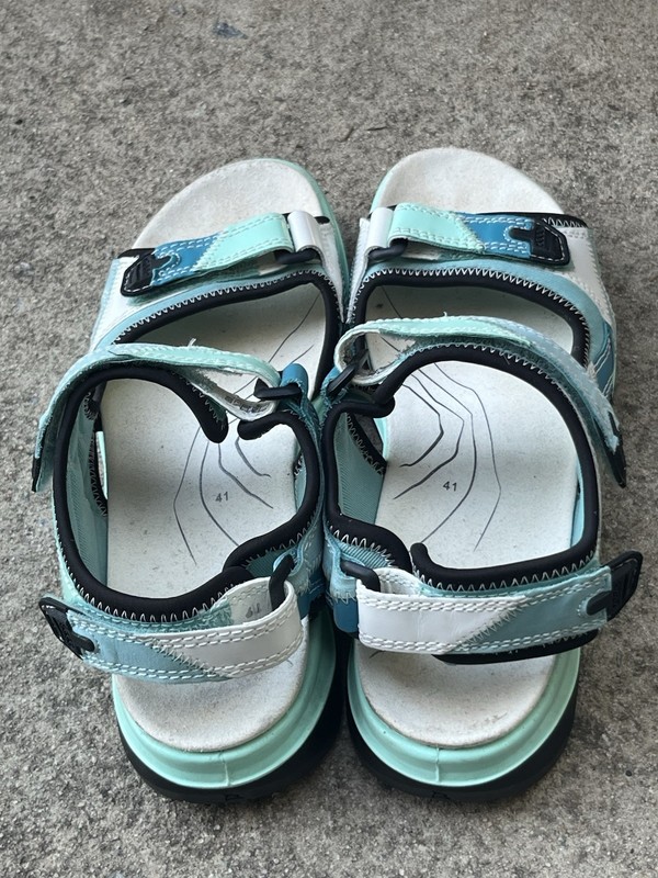 Ecco Yucatán Multicolor Aquatic blue leather ankle strap sandals 10-10.5 / 41 gallery